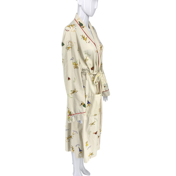 Pottery Barn Santas Reindeer Flannel Robe Sz XL 100% Cotton Portugal Storage Bag - Picture 5 of 7